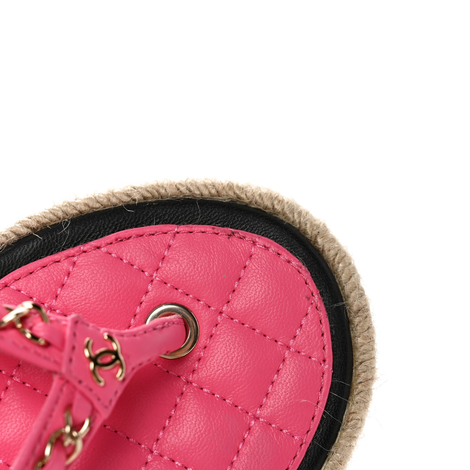 Chanel Lambskin Chain CC Thong Espadrille Sandals 35 Pink 9 of 11