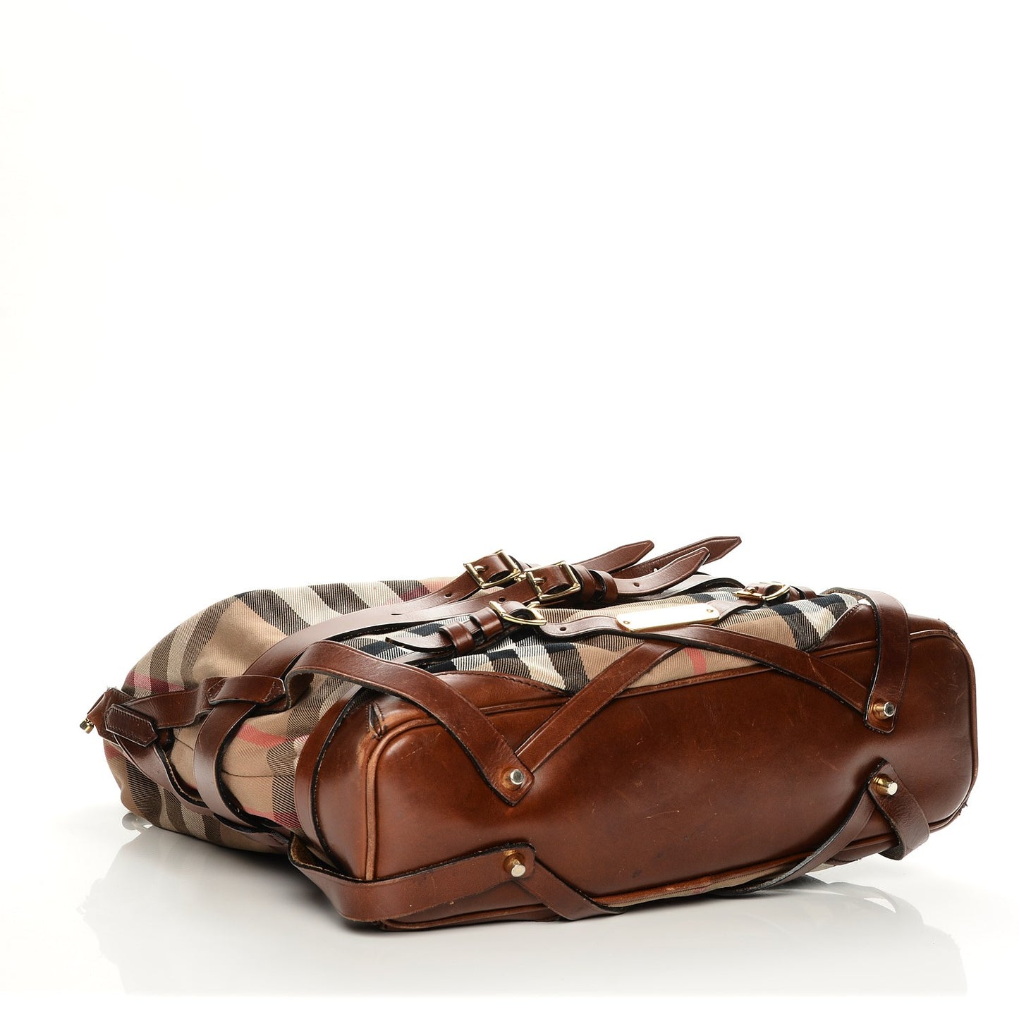 House Check Bridle Calfskin Medium Gosford Hobo Dark Tan
