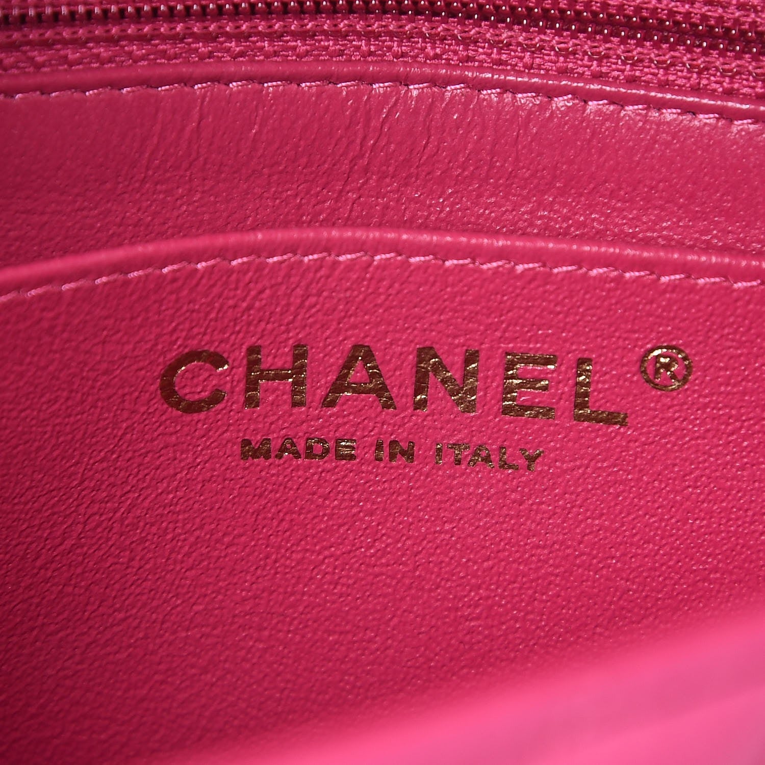 Chanel Lambskin Chevron Quilted Mini Square Flap Fuchsia 6 of 9