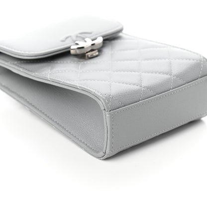 Chanel Grained Calfskin Quilted CC Box Clutch With Chain Grey 9 of 10