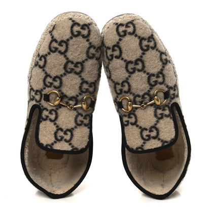 Gucci Covered Wool GG Monogram Mens Fria Horsebit Loafers 9 Beige Ebony Black Butterscotch 2 of 11