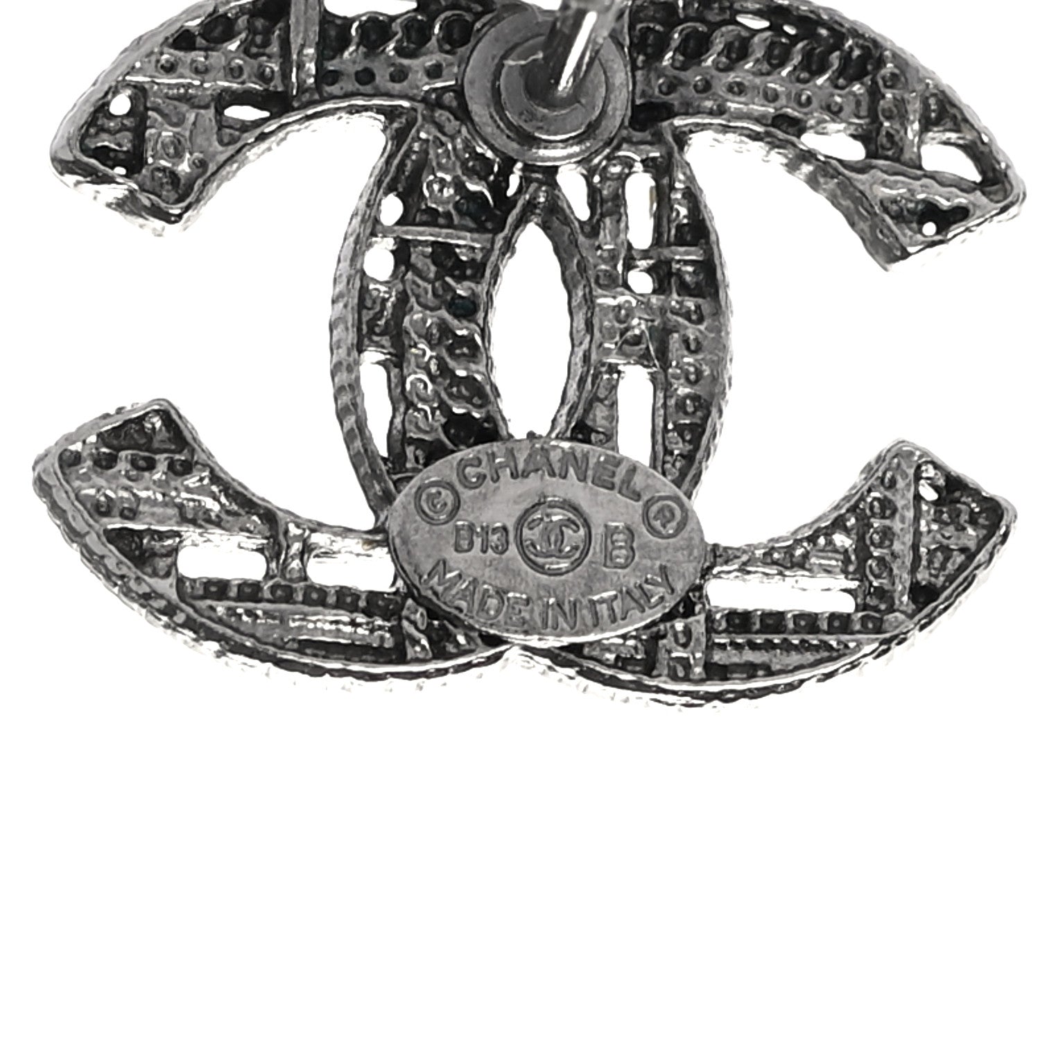 Chanel CC Chain Earrings Dark Silver 4 of 4