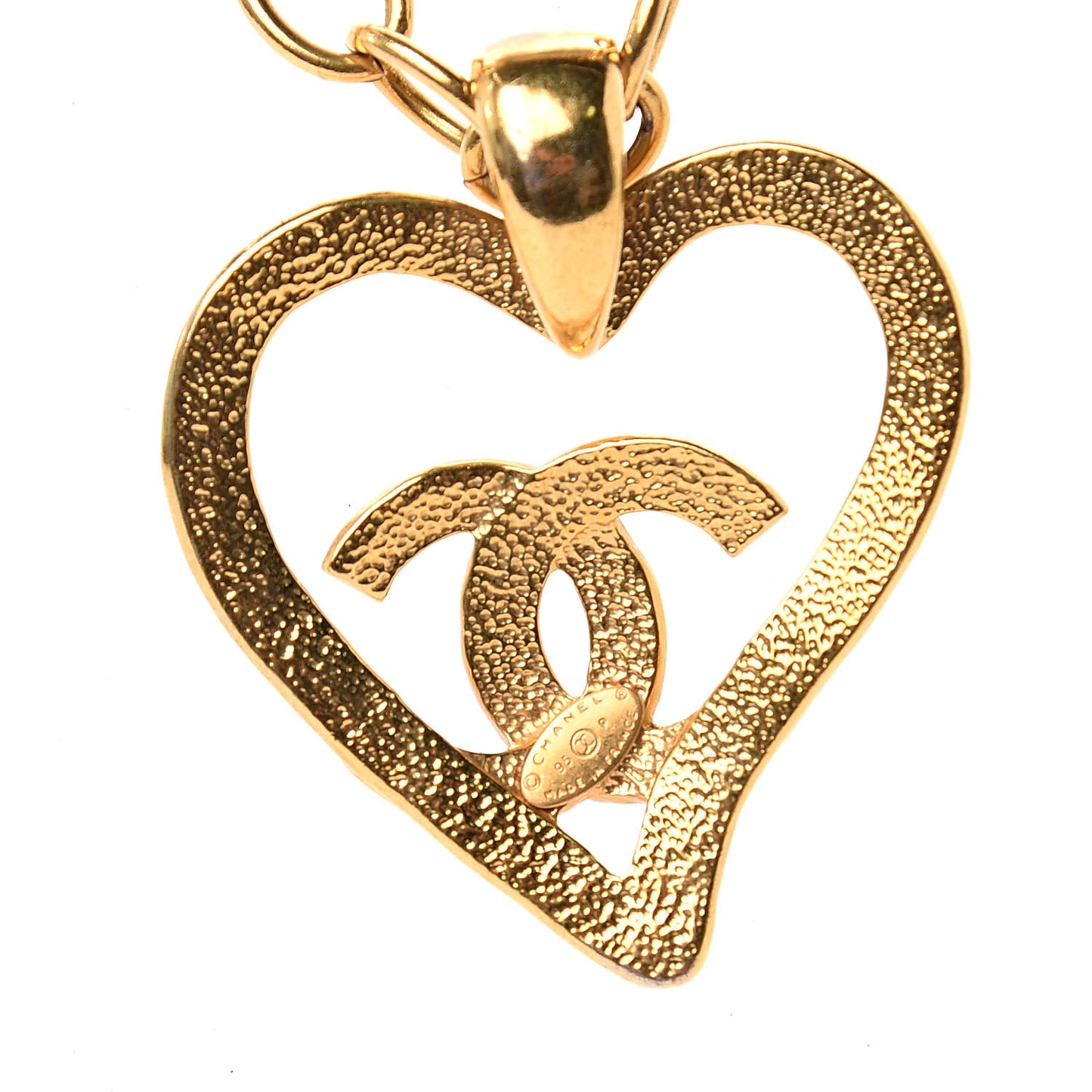 CC Heart Chain Pendant Necklace Gold