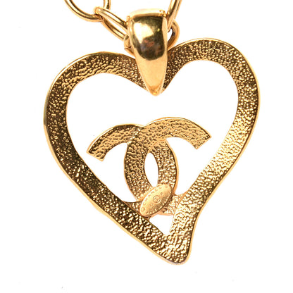 Chanel CC Heart Chain Pendant Necklace Gold 4 of 4