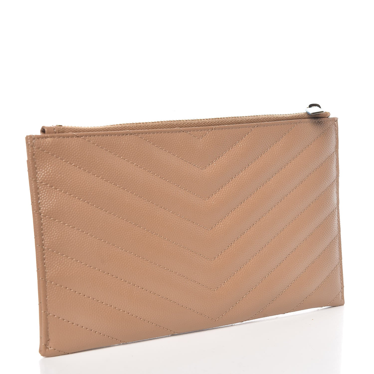 Saint Laurent Grain De Poudre Chevron Monogram Bill Pouch Cork 3 of 8