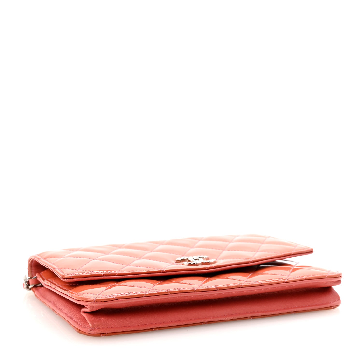 Chanel Patent Quilted Brilliant Wallet On Chain WOC Coral 4 of 12
