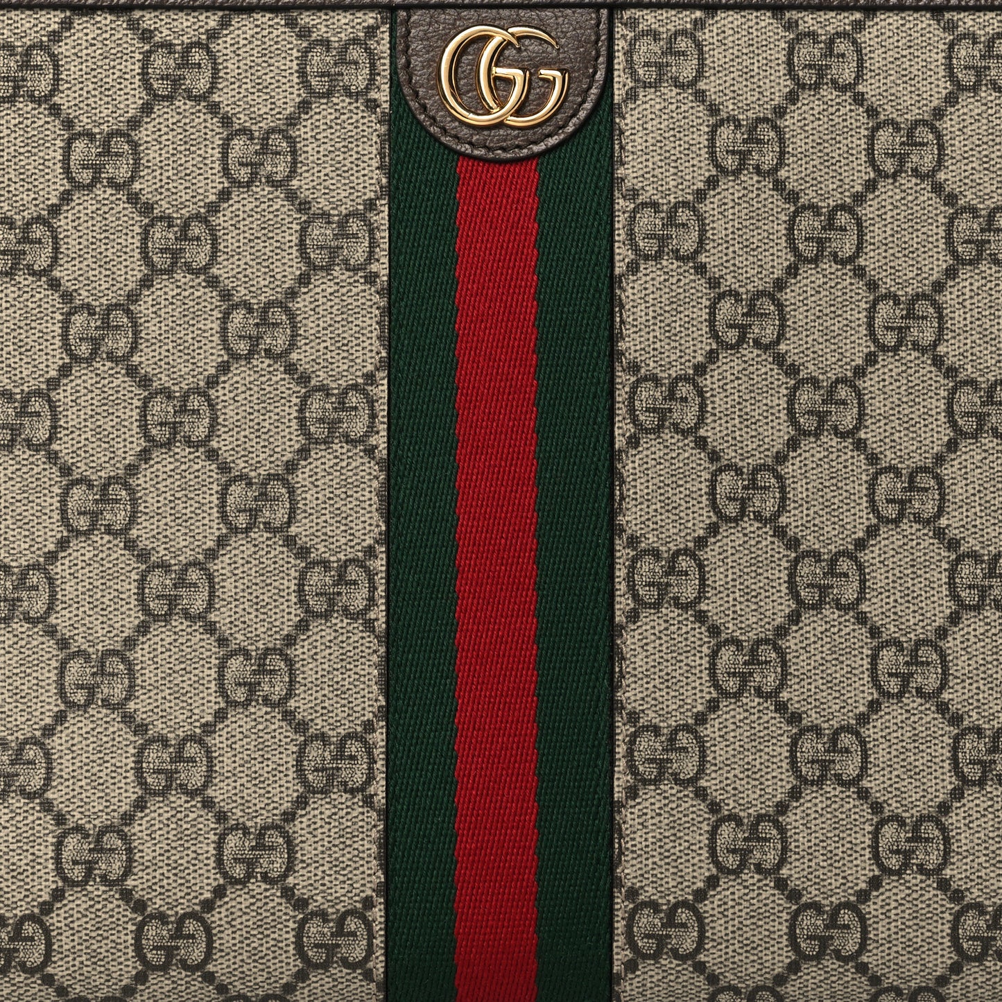 GG Supreme Monogram Web Ophidia Pouch Brown