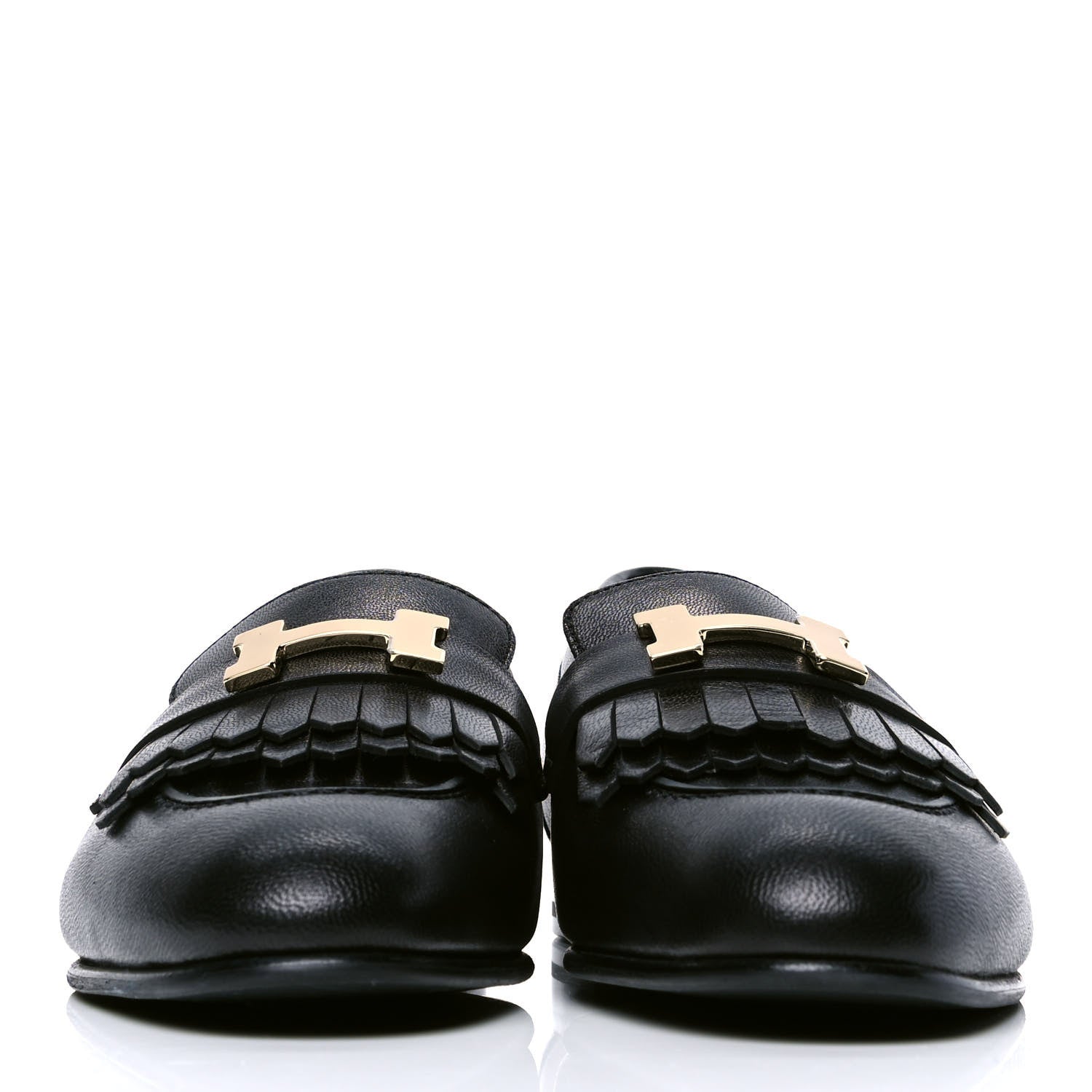 Hermes Goatskin Womens Royal Loafers 36 Black 2 of 4