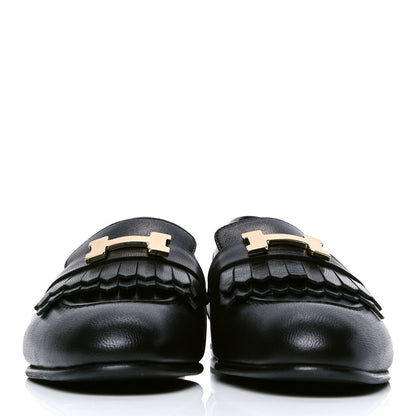 Hermes Goatskin Womens Royal Loafers 36 Black 2 of 4