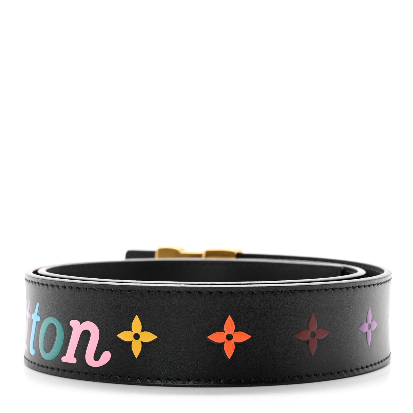Calfskin 35mm LV New Wave Belt 80 32 Black