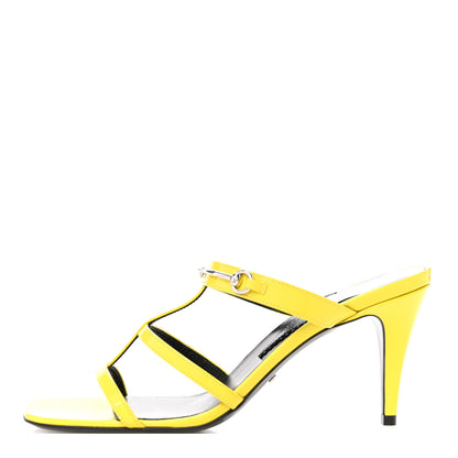 Gucci Patent Calfskin Horsebit Divine 75mm Slide Sandals 38.5 Acid Lime 1 of 10
