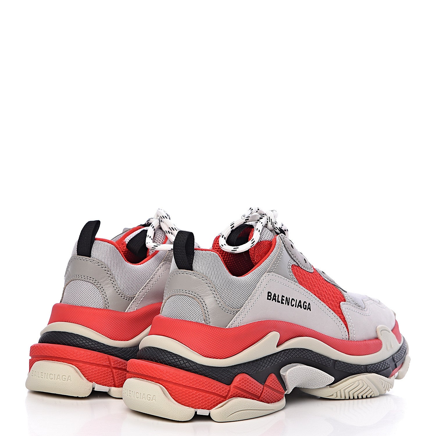 Balenciaga Fabric Mesh Womens Triple S Sneakers 39 Red Grey White 4 of 9