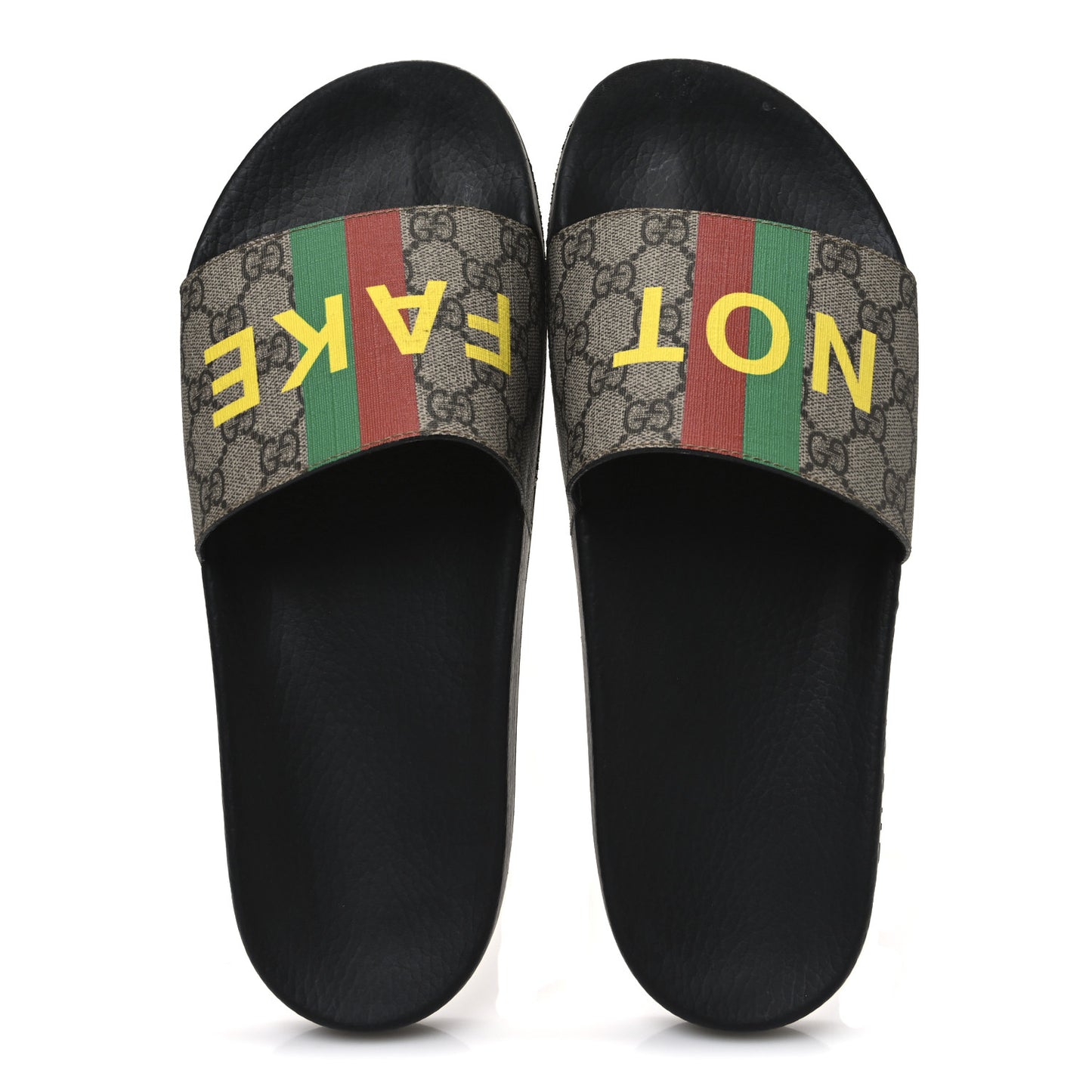 GG Supreme Monogram Fake/Not Mens Slide Sandals 11 Beige Ebony