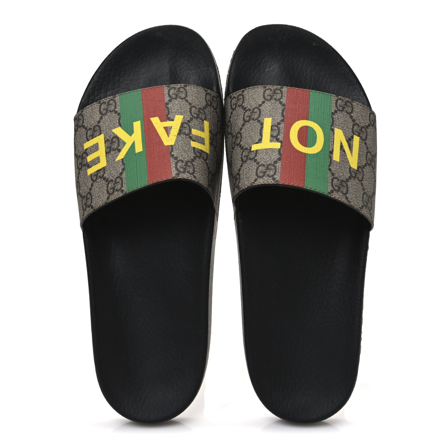 Gucci GG Supreme Monogram Fake/Not Mens Slide Sandals 11 Beige Ebony 2 of 11
