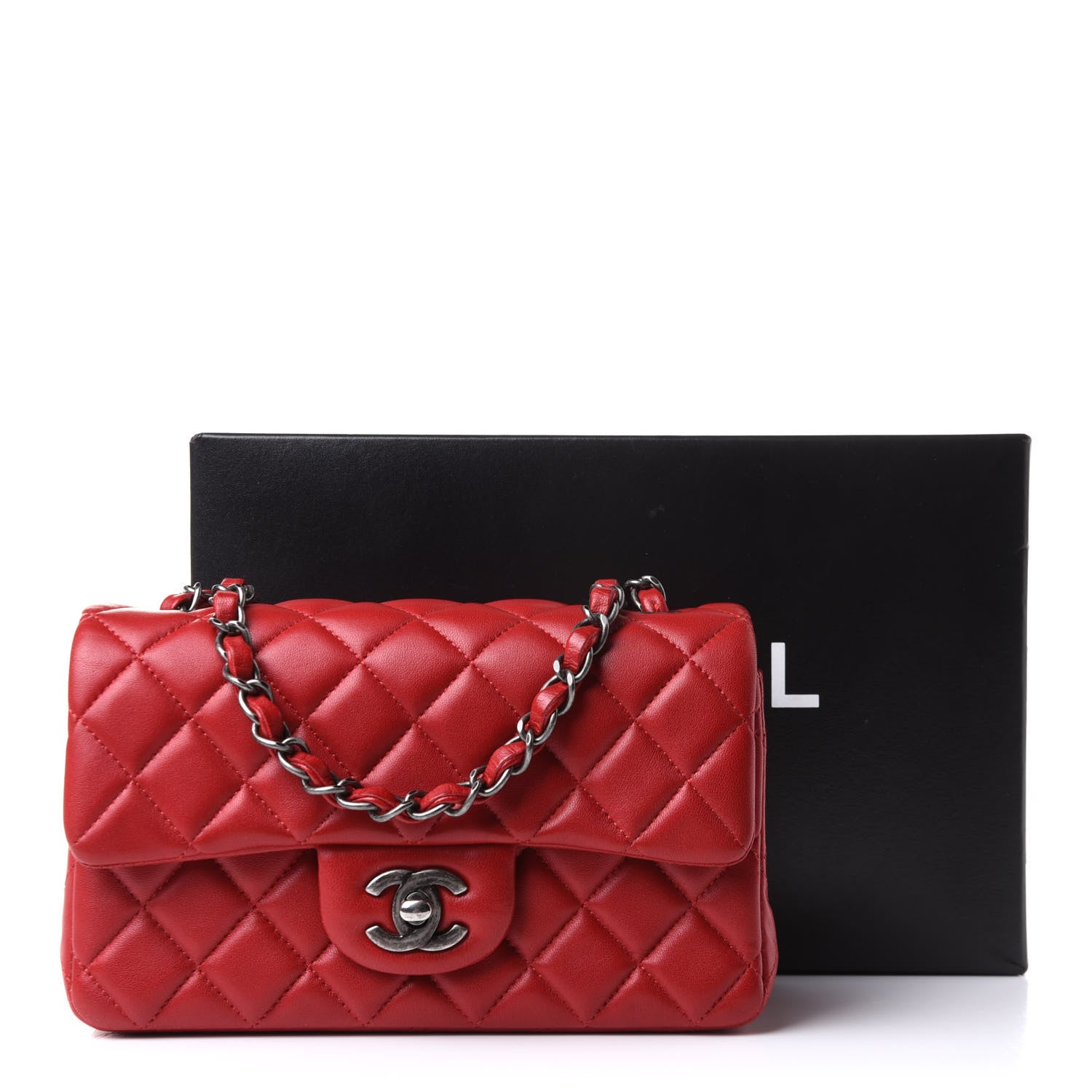 Chanel Lambskin Quilted Mini Rectangular Flap Red 12 of 12