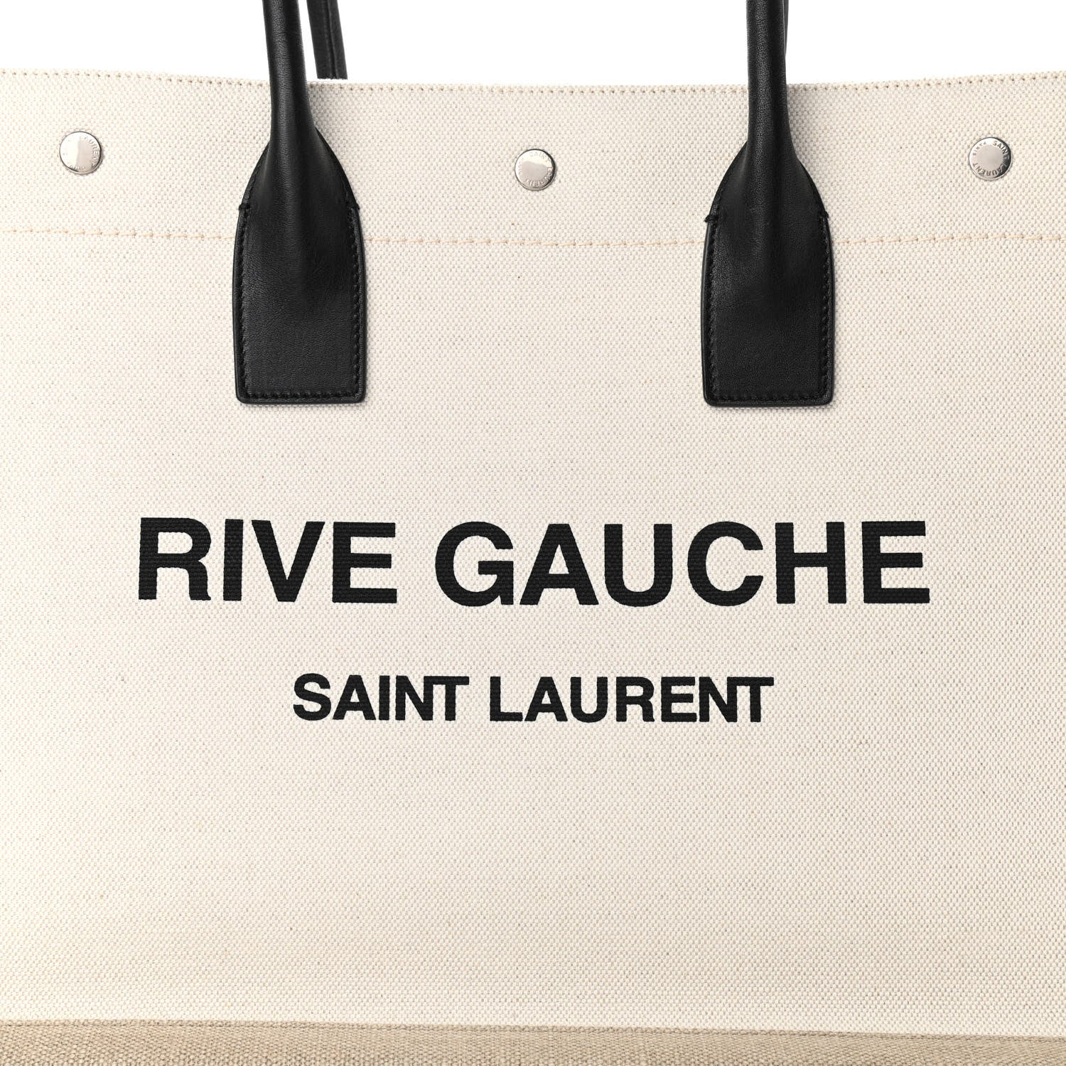 Saint Laurent Linen Calfskin Rive Gauche Tote Optic White 7 of 9