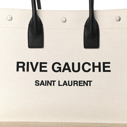 Saint Laurent Linen Calfskin Rive Gauche Tote Optic White 7 of 9