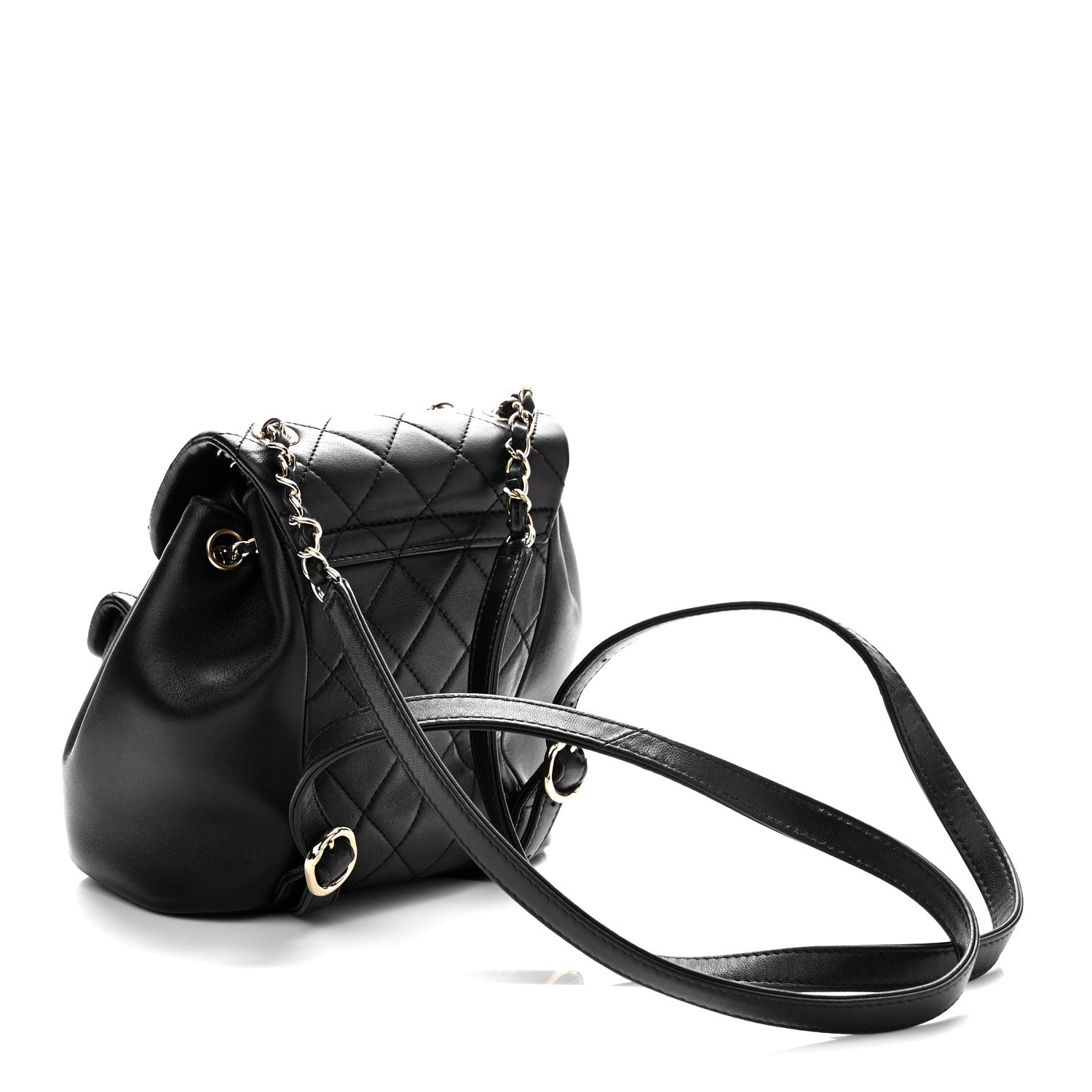 Chanel Lambskin Quilted Small Duma Drawstring Backpack Black