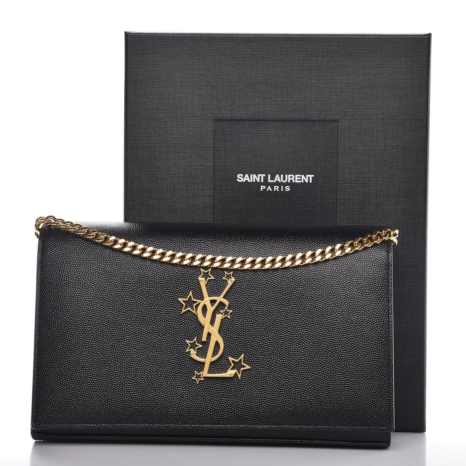 Saint Laurent Grain De Poudre Star Studded Monogram Wallet on Chain Black 8 of 8