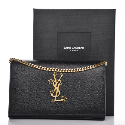Saint Laurent Grain De Poudre Star Studded Monogram Wallet on Chain Black 8 of 8