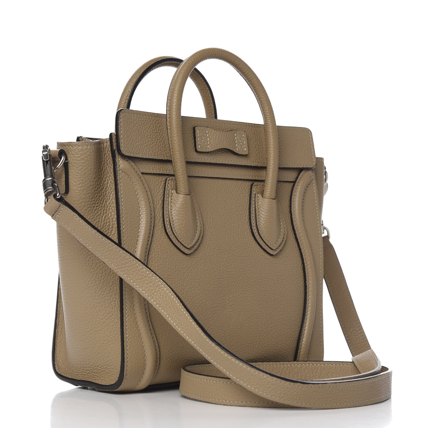 Celine Drummed Calfskin Nano Luggage Dune 2 of 9
