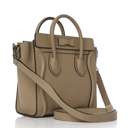 Celine Drummed Calfskin Nano Luggage Dune 2 of 9