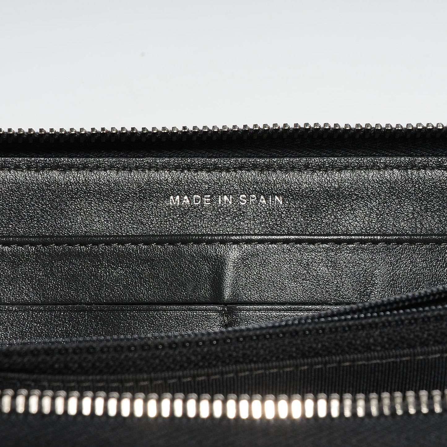 Striated Patent Zip Around Wallet Dark Grey