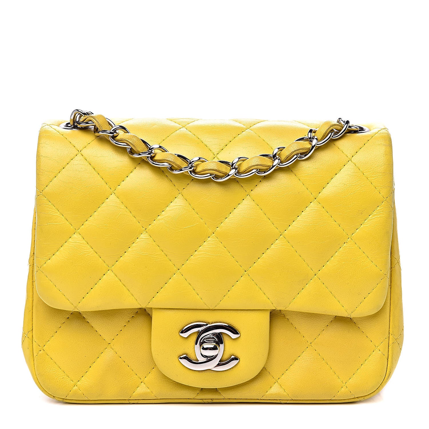 Chanel Lambskin Quilted Mini Square Flap Yellow 1 of 16