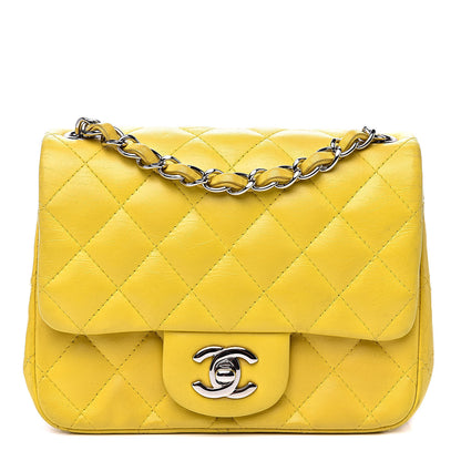Chanel Lambskin Quilted Mini Square Flap Yellow 1 of 16