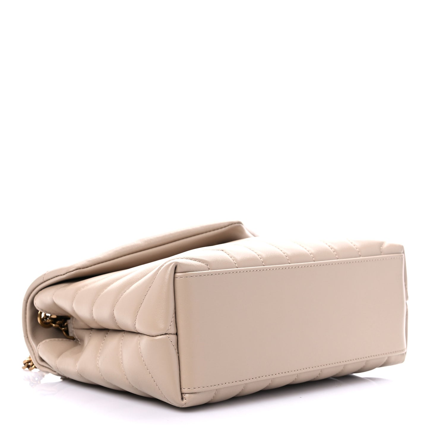 Calfskin Y Quilted Monogram Small Loulou Chain Satchel Dark Beige