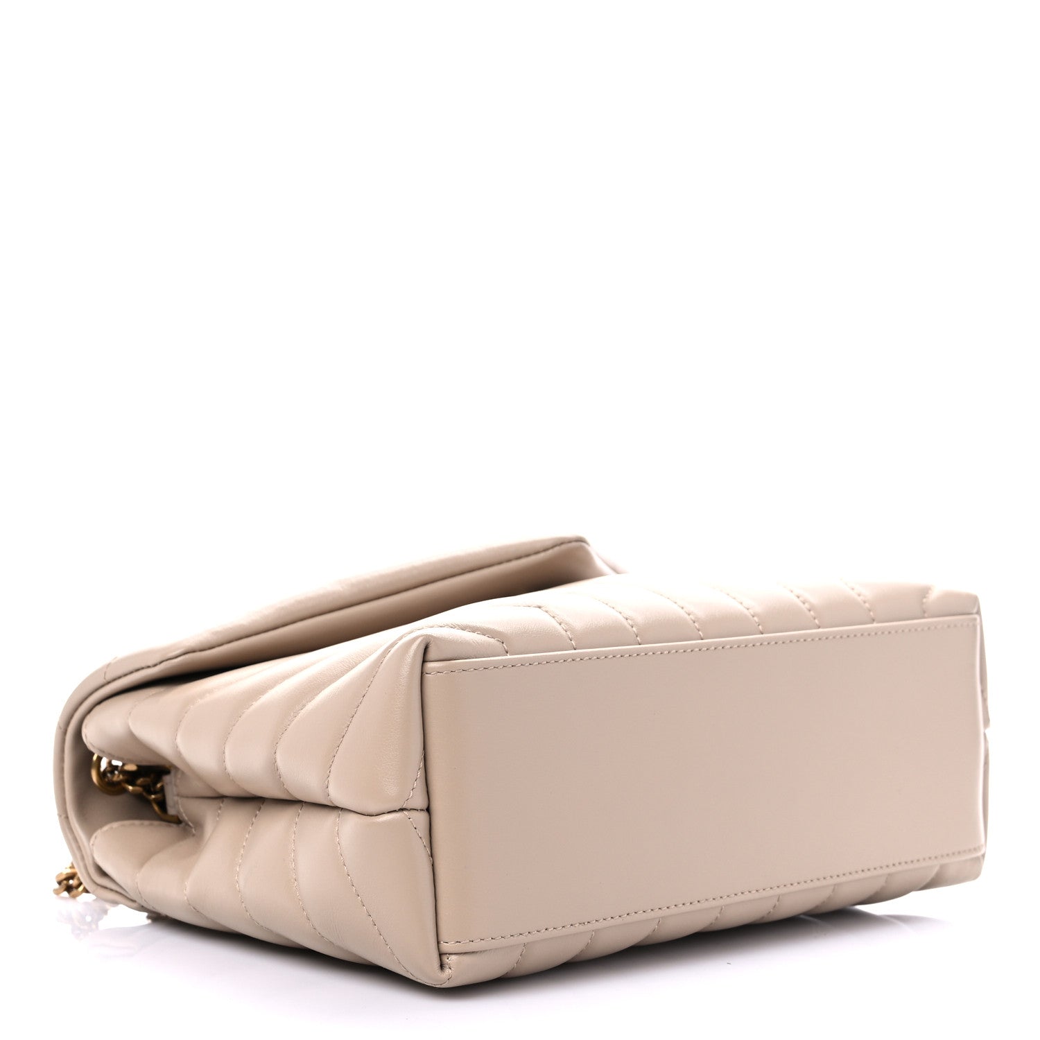 Saint Laurent Calfskin Y Quilted Monogram Small Loulou Chain Satchel Dark Beige 4 of 9