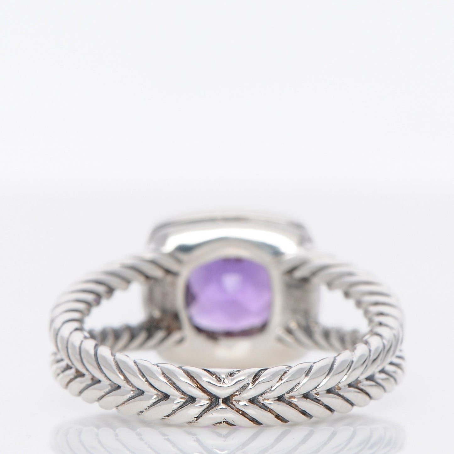 Sterling Silver Diamond Amethyst 7mm Petite Albion Ring 53 6.5