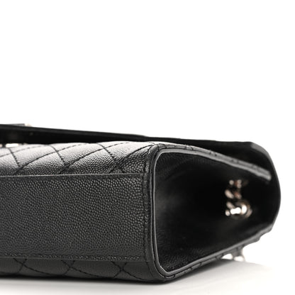 Saint Laurent Grain De Poudre Textured Mixed Matelasse Triquilt Medium Monogram Satchel Black 9 of 13