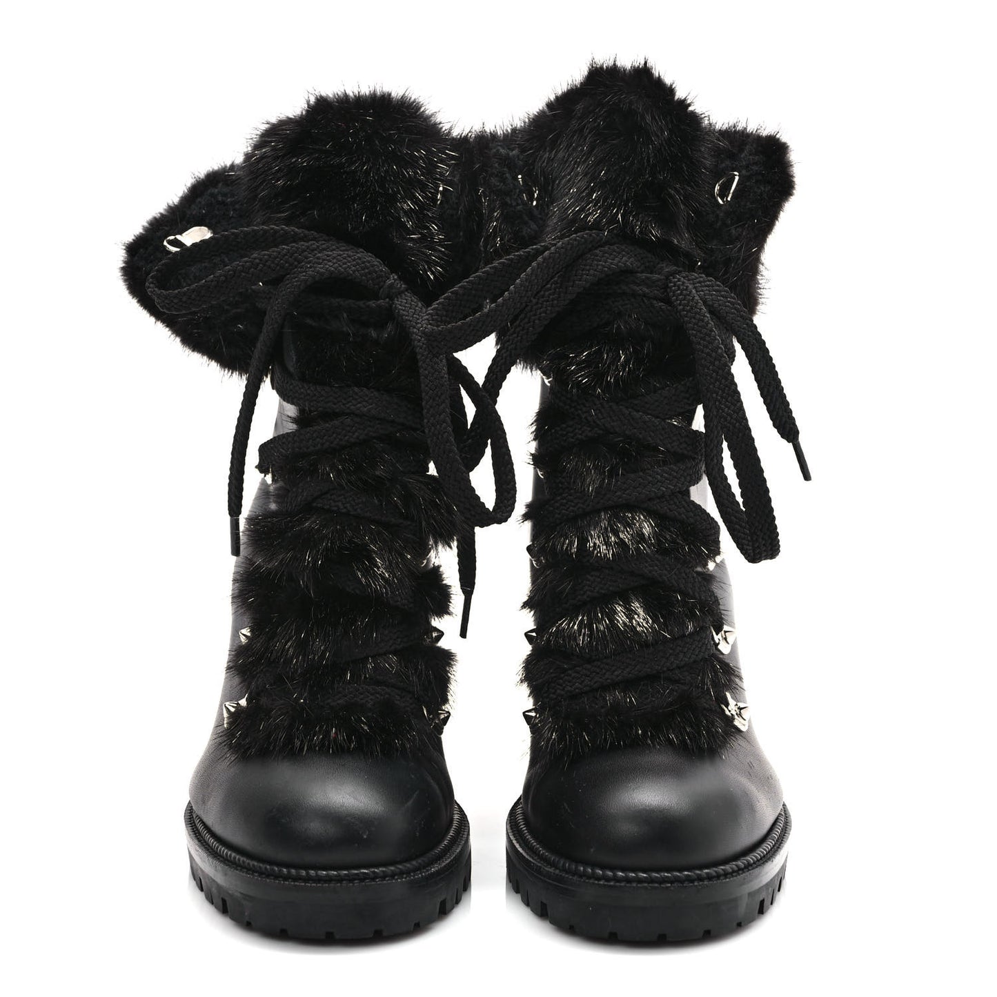 Nappa Fox Fur Fanny 70 Ankle Boots 37 Black