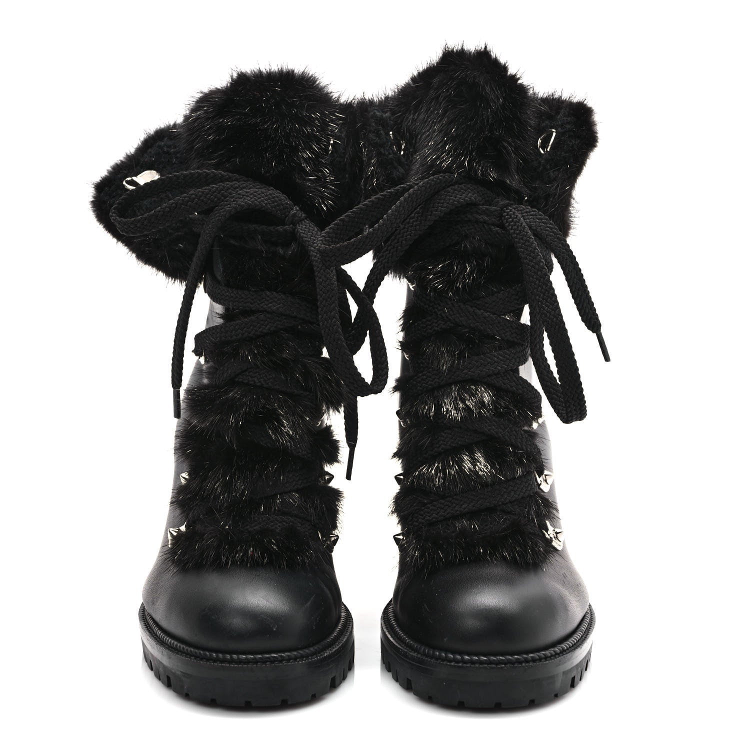Christian Louboutin Nappa Fox Fur Fanny 70 Ankle Boots 37 Black 2 of 9