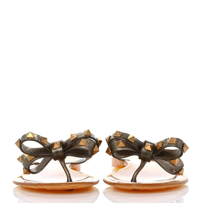 Valentino Garavani PVC Jelly Glitter Rockstud Bow Thong Sandals 39 Gold 2 of 7