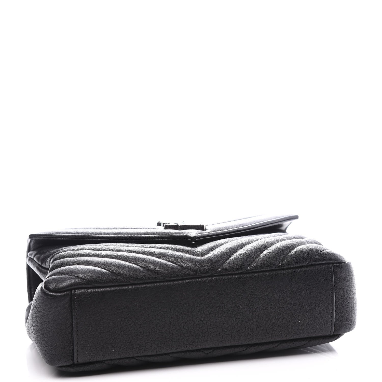 Saint Laurent Sheepskin Matelasse Chevron Monogram Medium College Bag Black 3 of 10