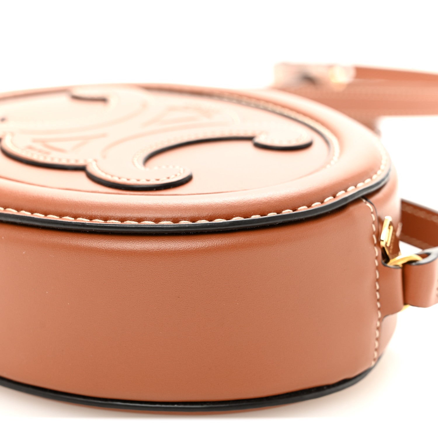 Celine Smooth Calfskin Cuir Small Triomphe Oval Crossbody Purse Tan 9 of 9