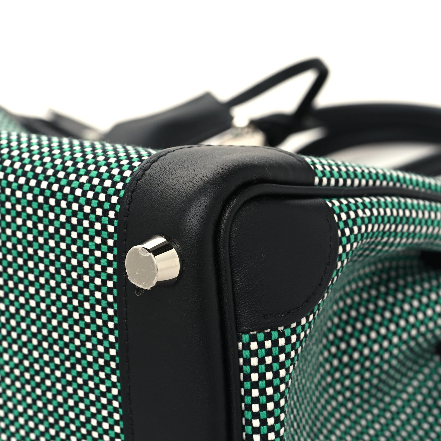 Toile Quadrille Swift Birkin 25 Black Menthe