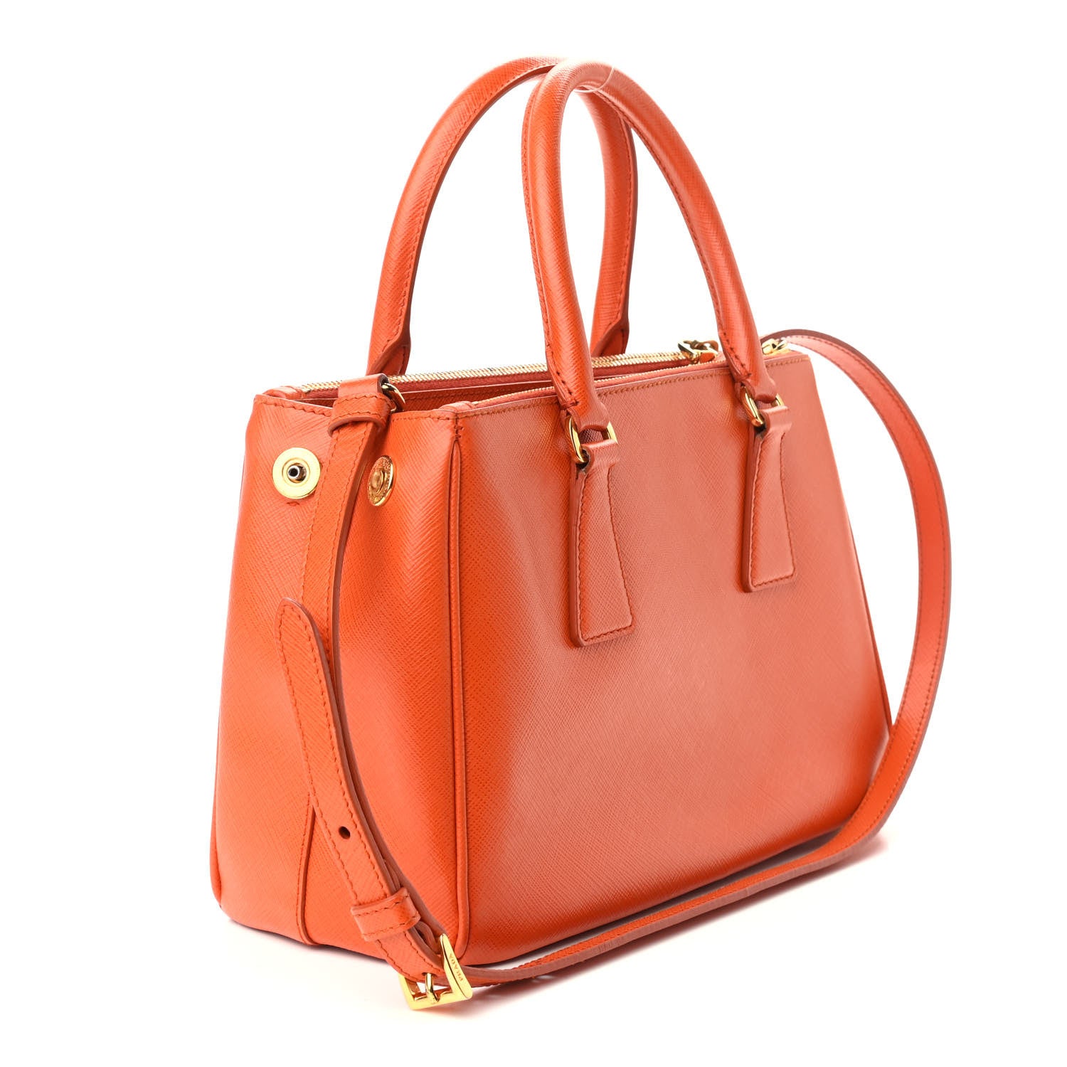 Prada Saffiano Mini Galleria Double Zip Tote Papaya 3 of 16