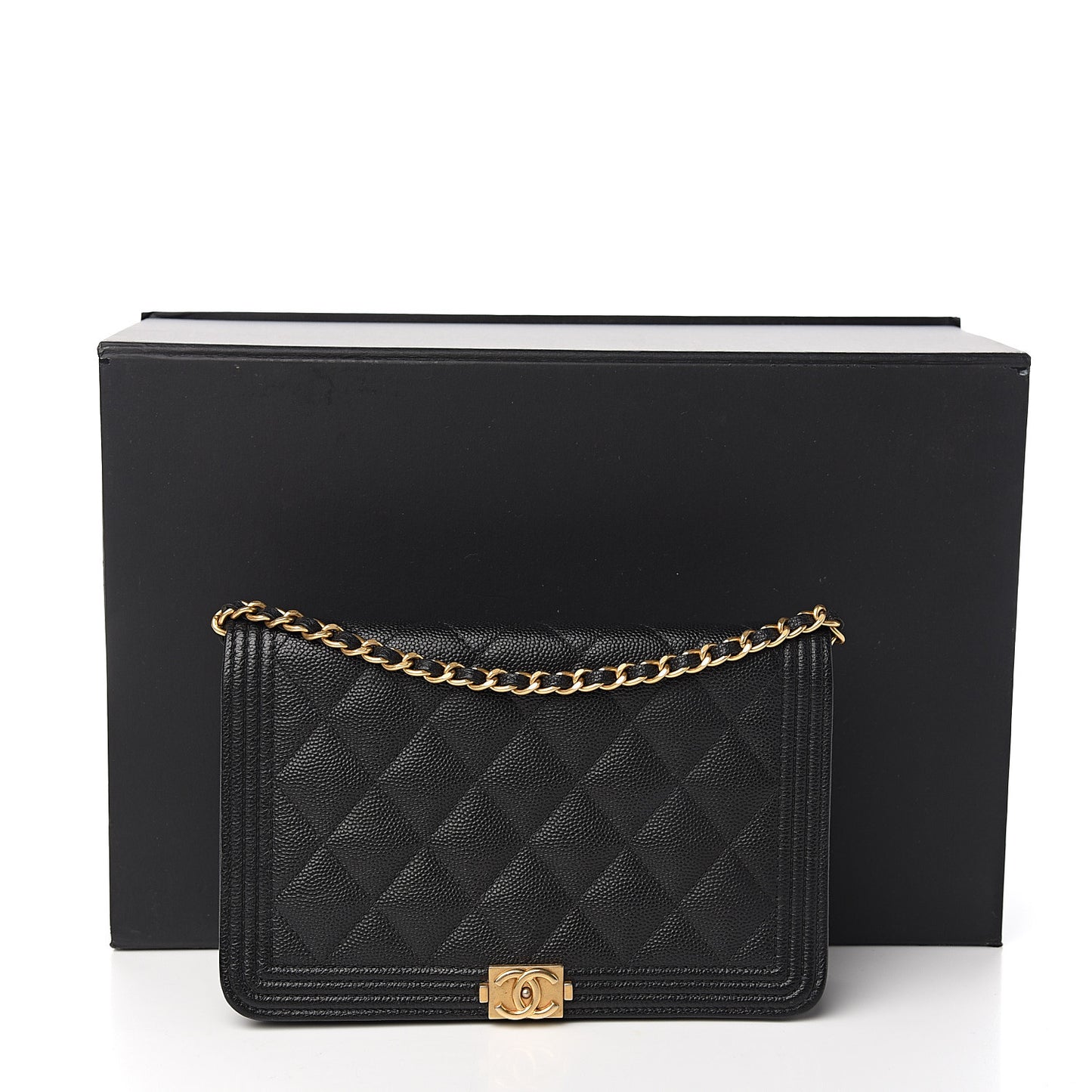 Caviar Quilted Boy Wallet On Chain WOC Black
