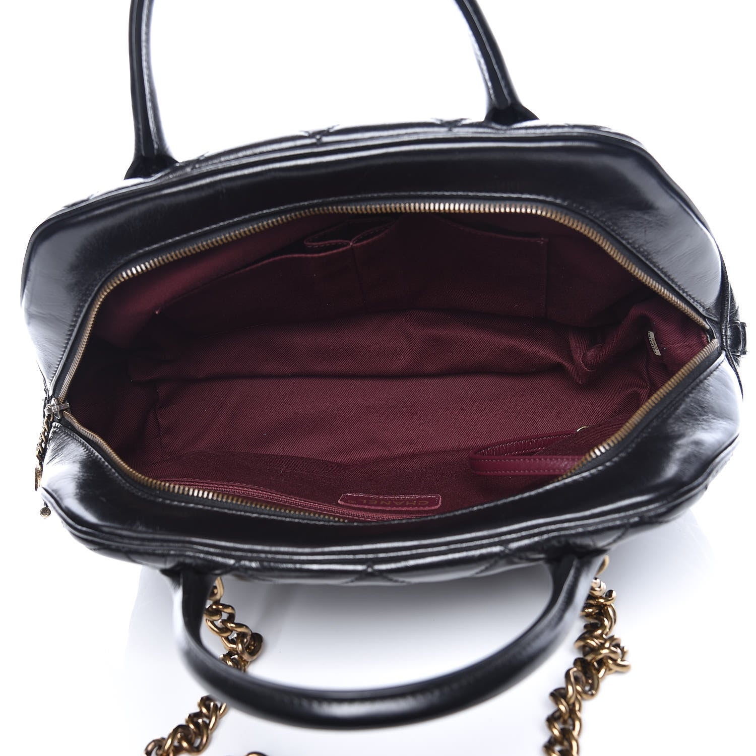 Chanel Glazed Calfskin Castle Rock Bowling Bag Black 5 of 9