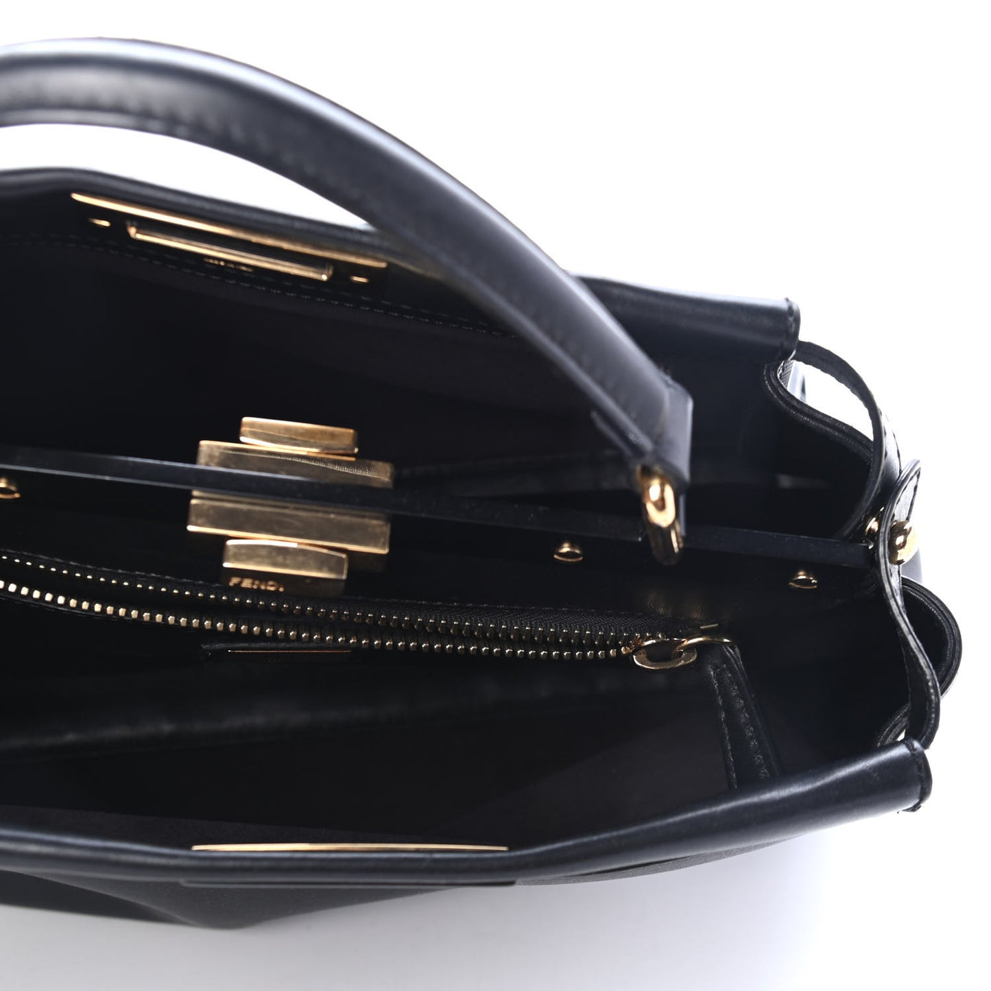 Vitello Seta Shiny Nappa Medium Peekaboo Iconic Satchel Black