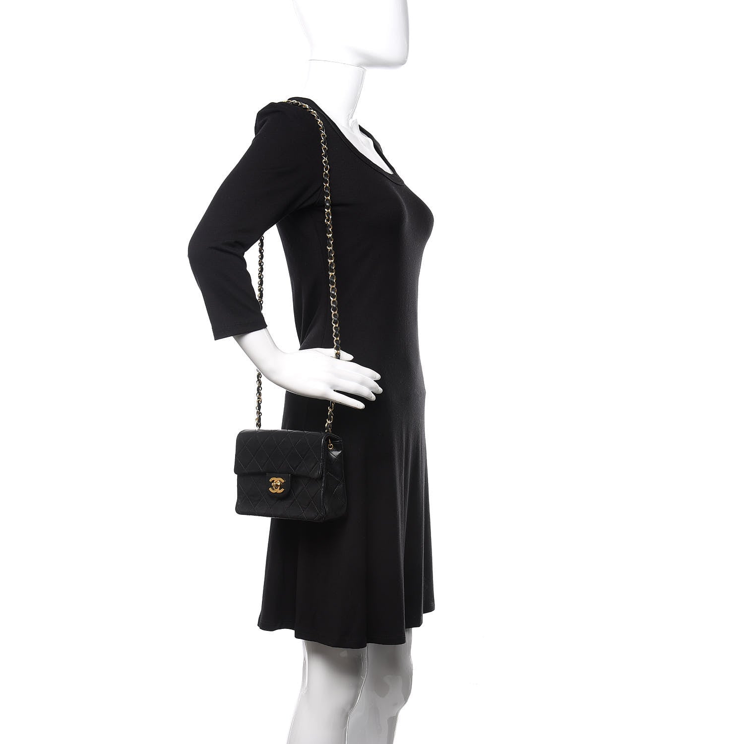 Chanel Lambskin Quilted Mini Square Flap Bag Black 2 of 10