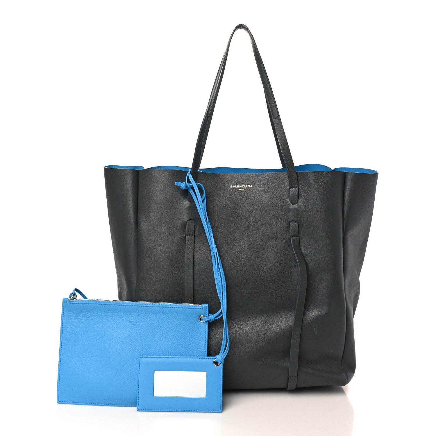 Balenciaga Veau Baltimore Double Sided Medium Everyday Tote Gris Fossile Bleu Turquoise 3 of 10
