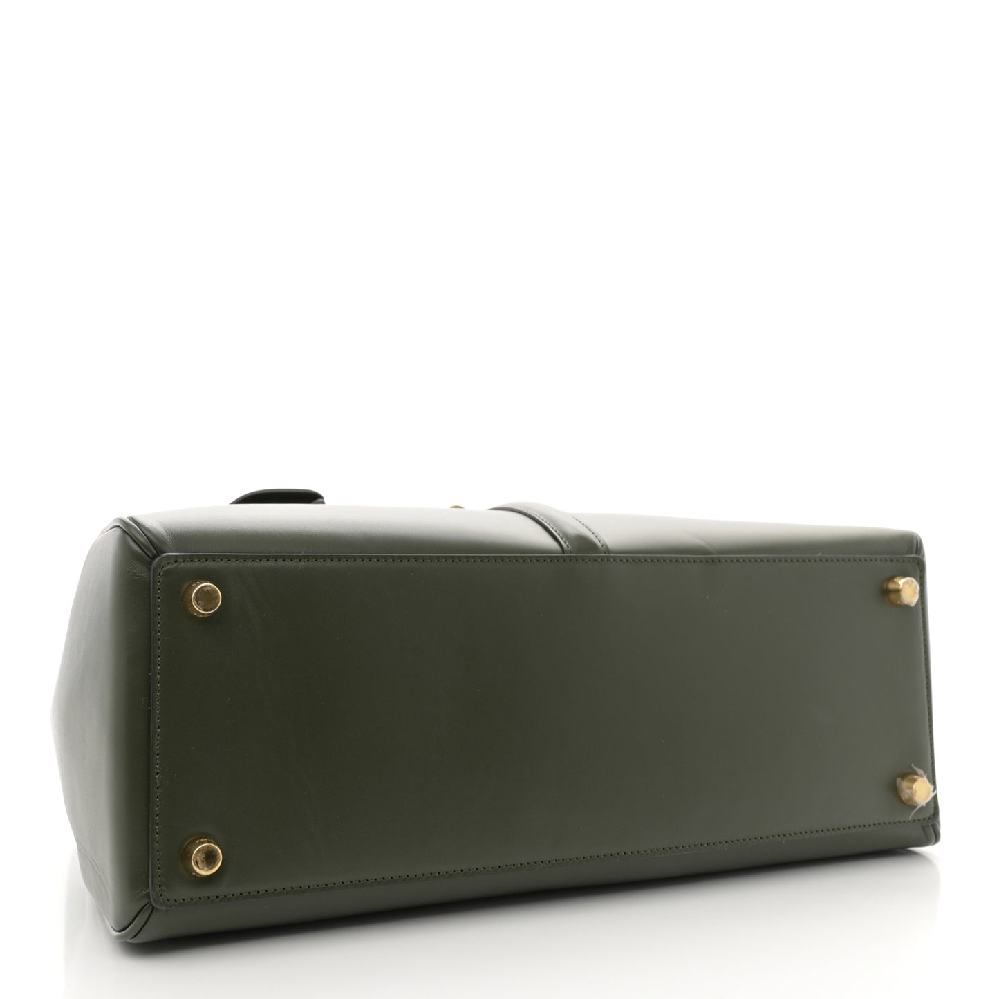 Satinated Calfskin Medium 16 Top Handle Bag Khaki