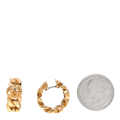 Gucci Metal Interlocking G Gourmette Chain Hoop Earrings Gold 2 of 5
