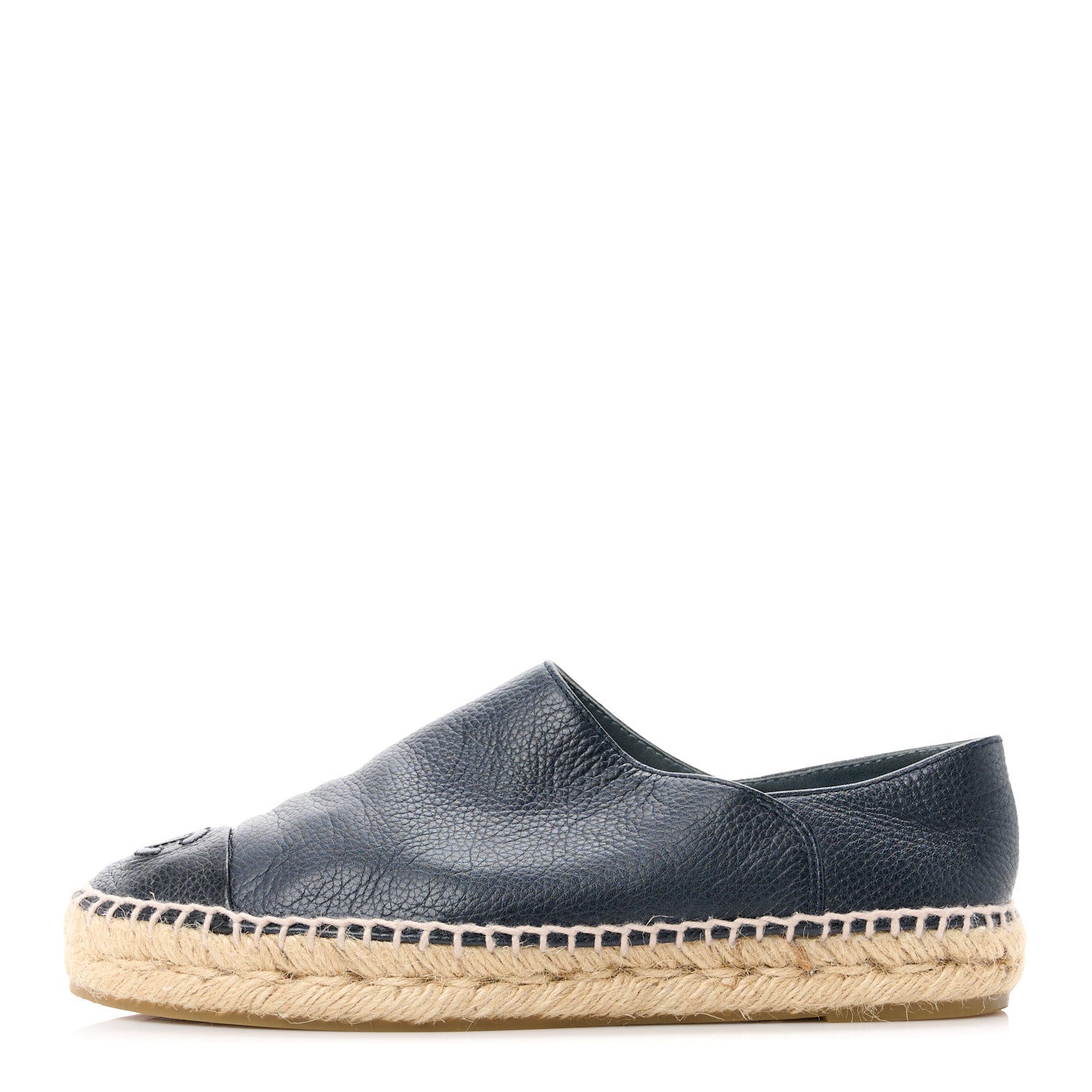 Chanel Grained Calfskin CC Espadrilles 36 Navy Black 1 of 11