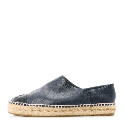 Chanel Grained Calfskin CC Espadrilles 36 Navy Black 1 of 11