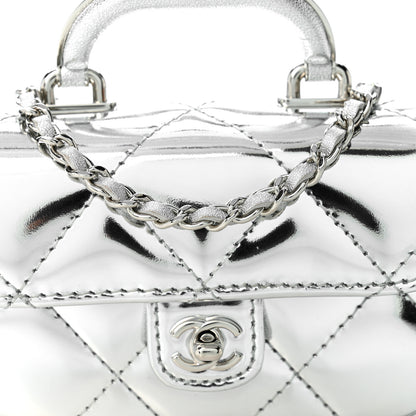 Chanel Mirror Calfskin Small Top Handle Clutch With Chain Silver 8 of 11